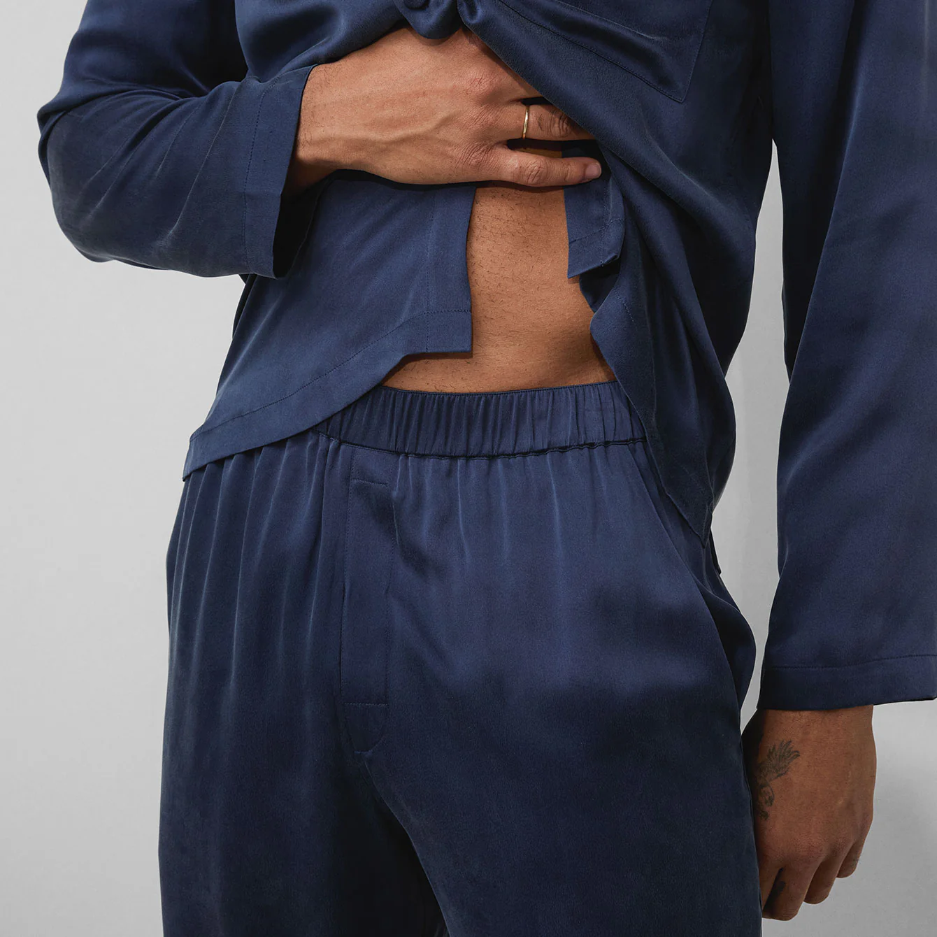 Men's Washable Silk Button Up Set - Image 3