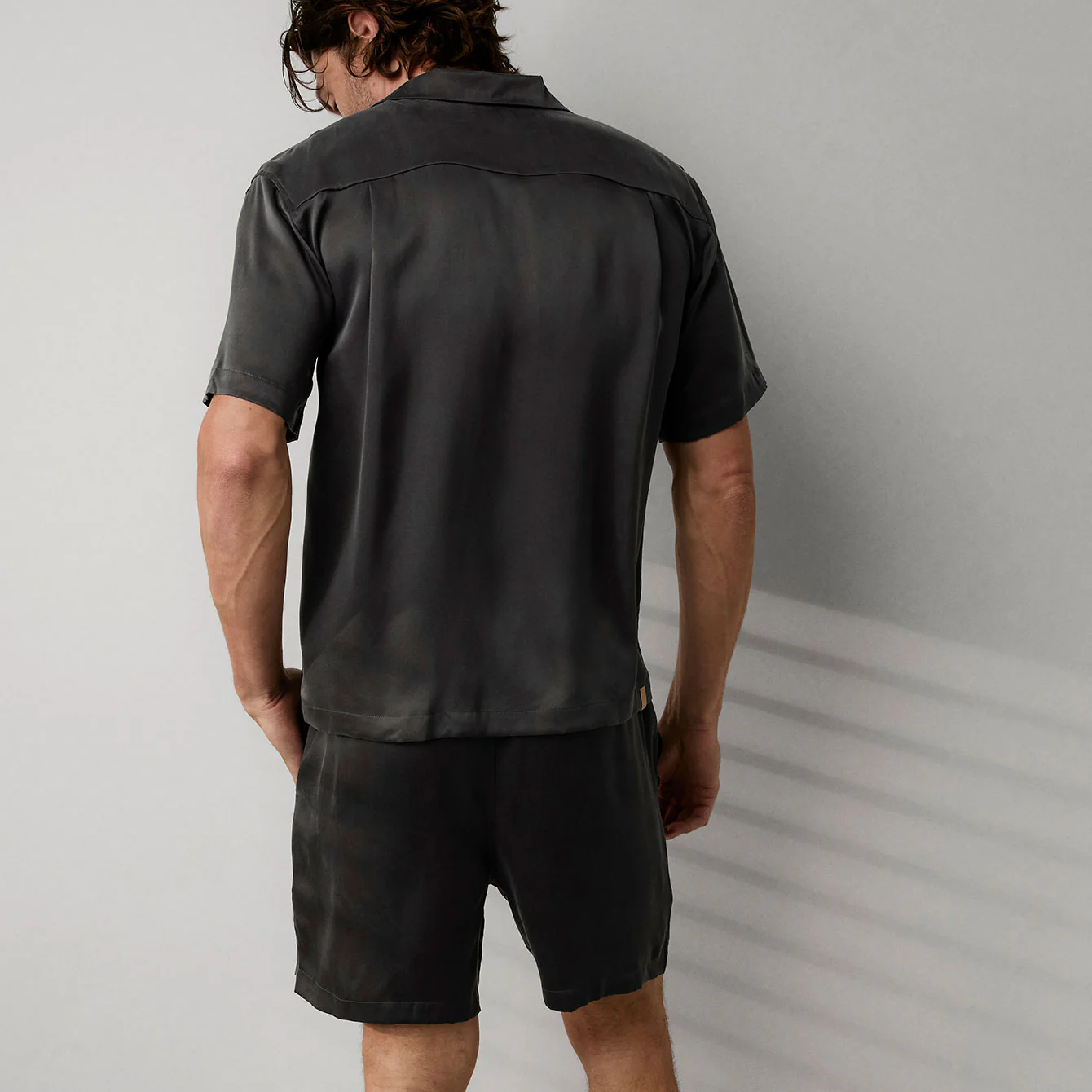 Men's Washable Silk Button Up Short Set - Image 3