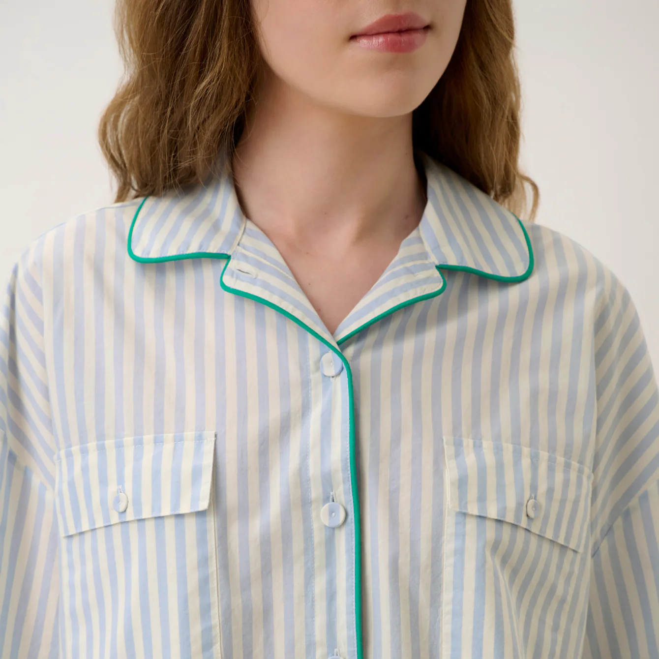 Airy Cotton Piped Button Down - Image 3