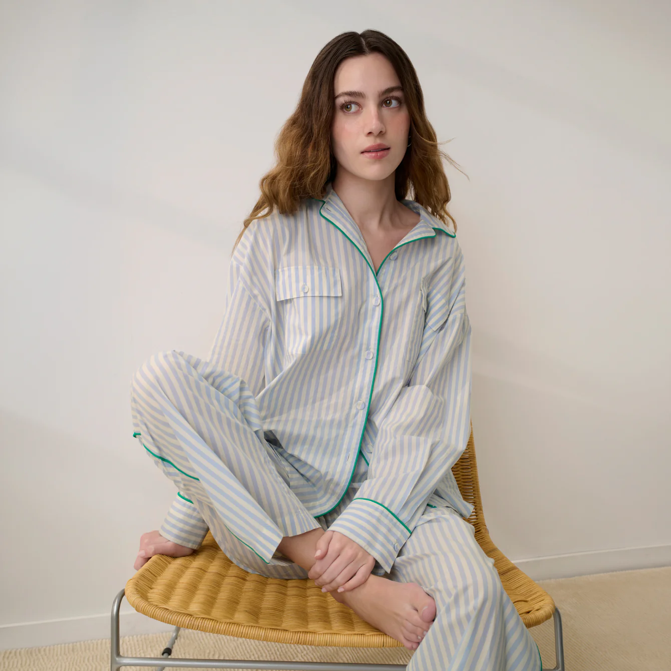 Airy Cotton Piped Wide Leg Pant - Image 4