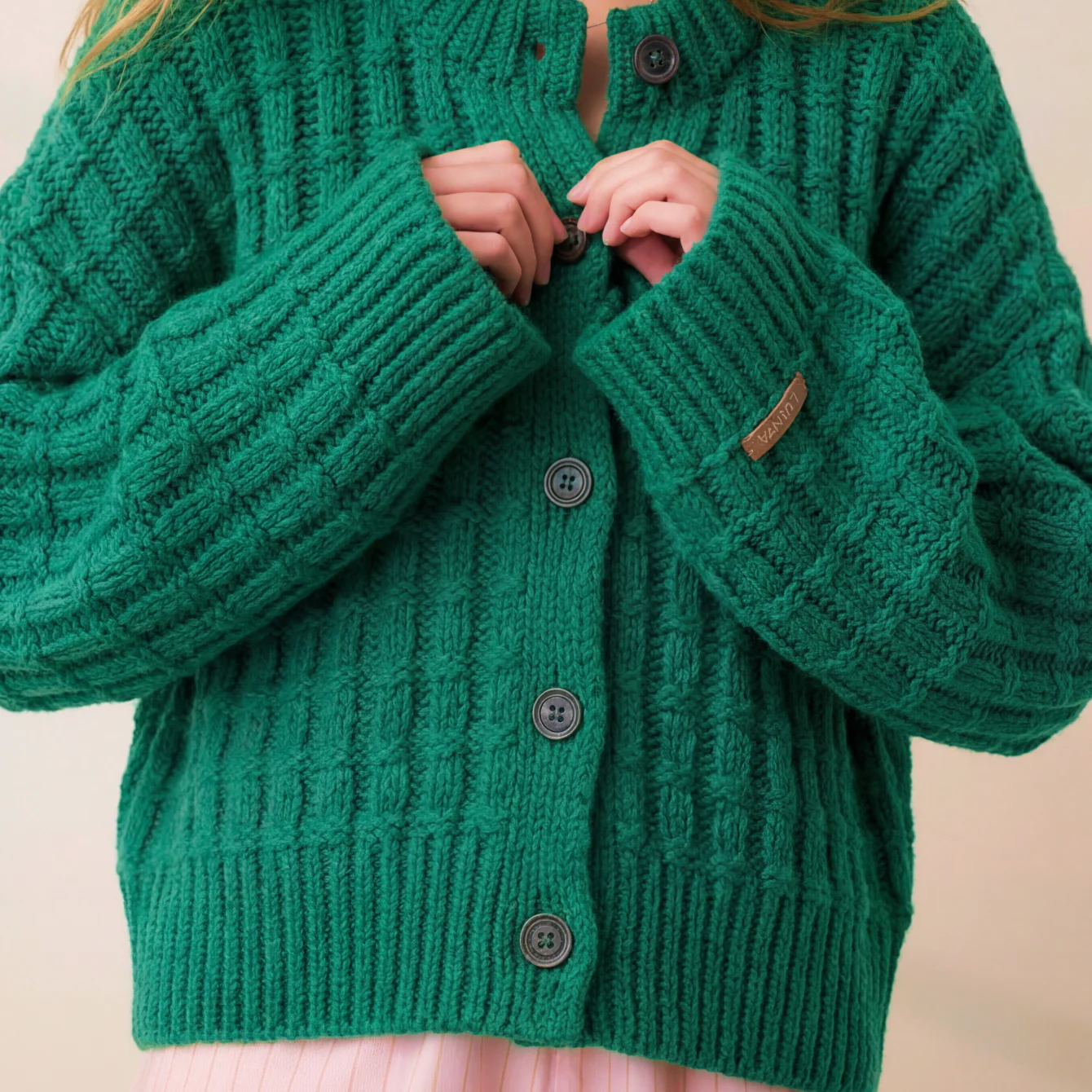 Cloud Cotton Basket Stitch Cardigan - Image 2