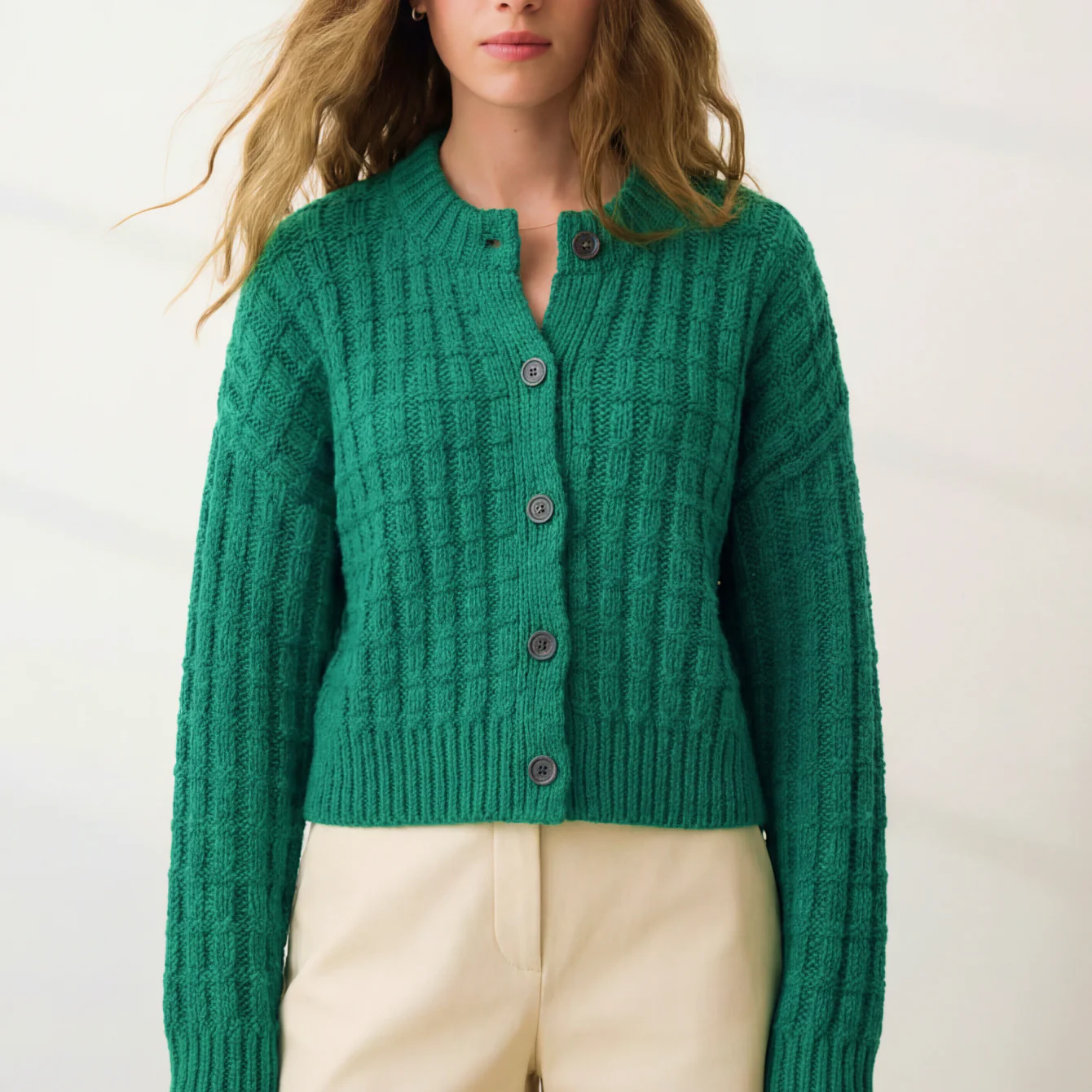 Cloud Cotton Basket Stitch Cardigan - Image 5