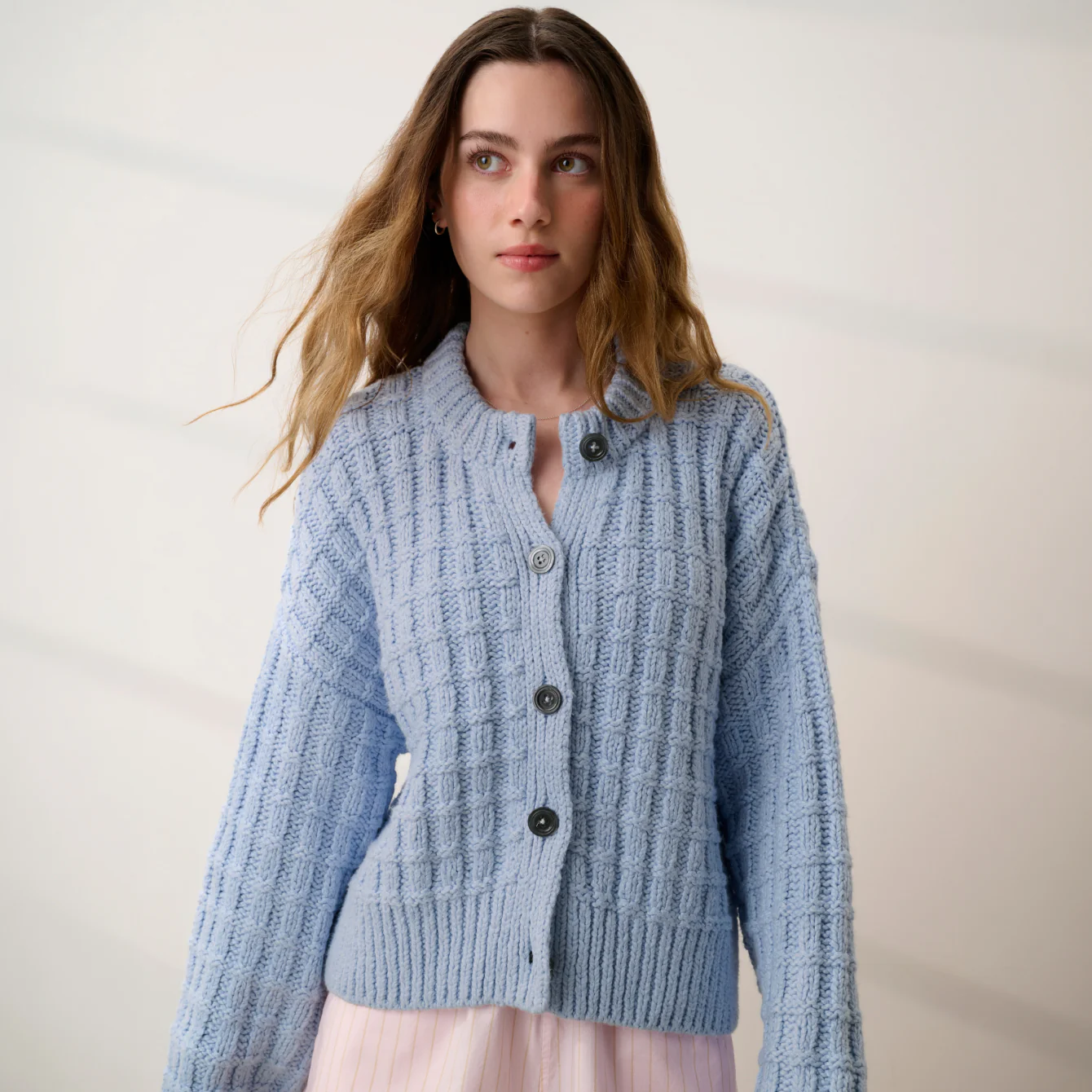 Cloud Cotton Basket Stitch Cardigan - Image 4