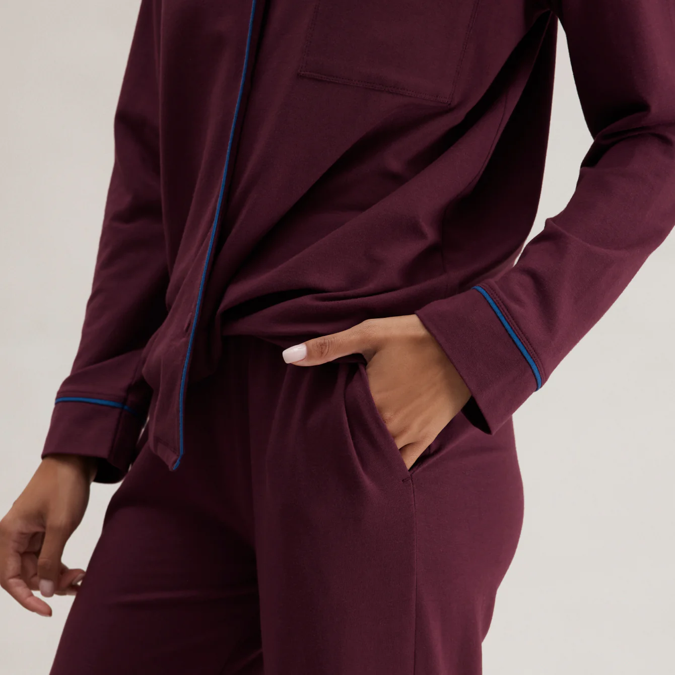 Slumberknit™ Shawl Collar Button Down Pant Set - Image 3