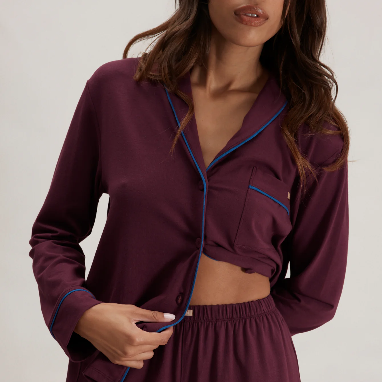 Slumberknit™ Shawl Collar Button Down Pant Set - Image 4