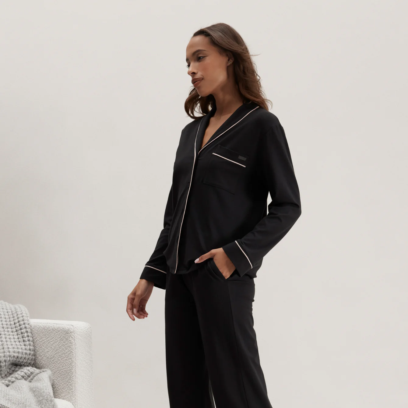 Slumberknit™ Shawl Collar Button Down Pant Set - Image 4
