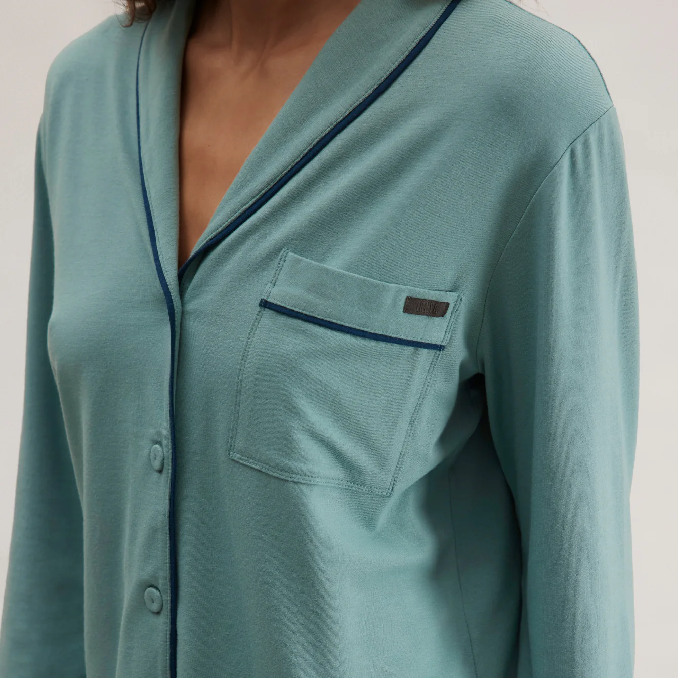 Slumberknit™ Shawl Collar Button Down Pant Set - Image 3
