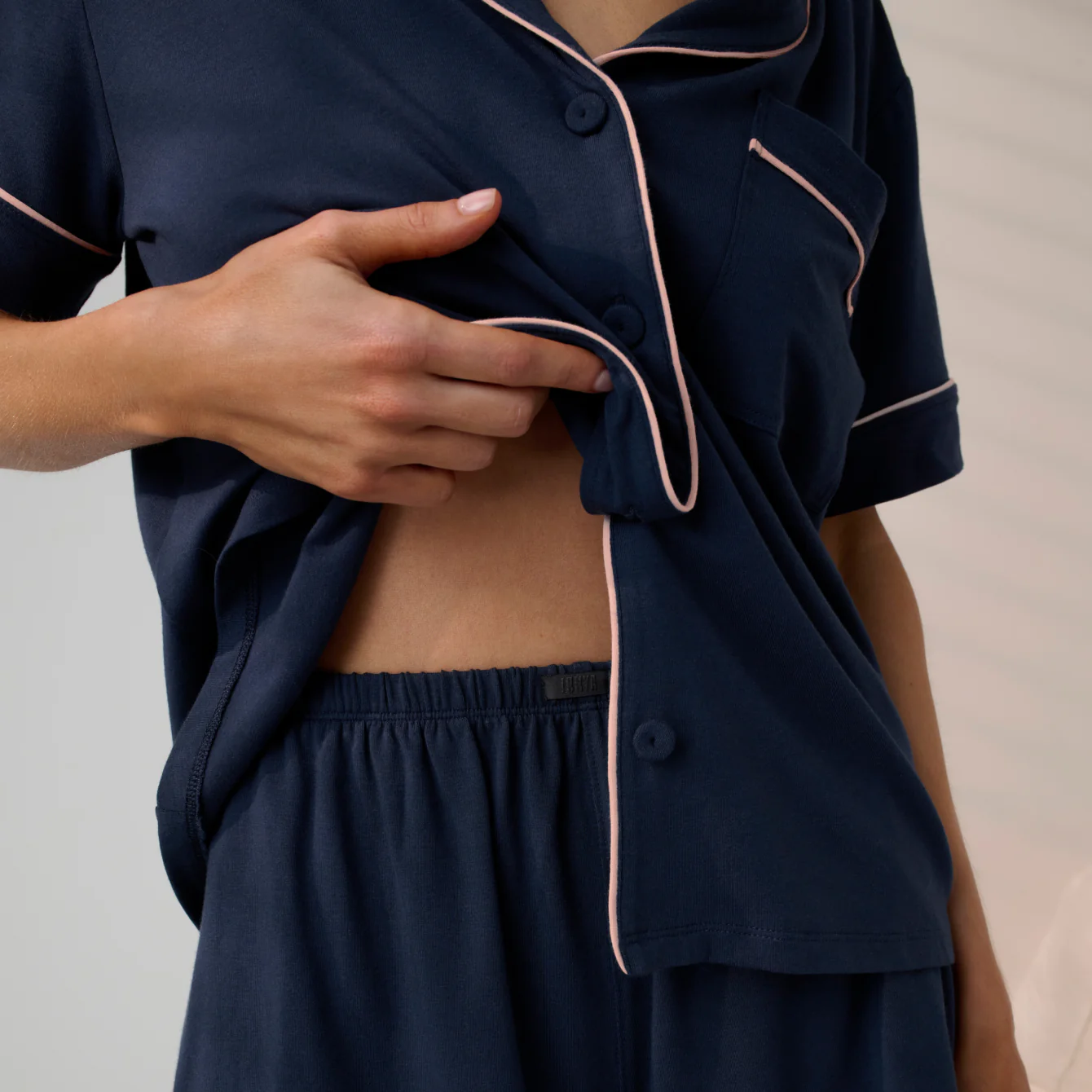 Slumberknit™ Shawl Collar Short Sleeve Short Set - Image 3