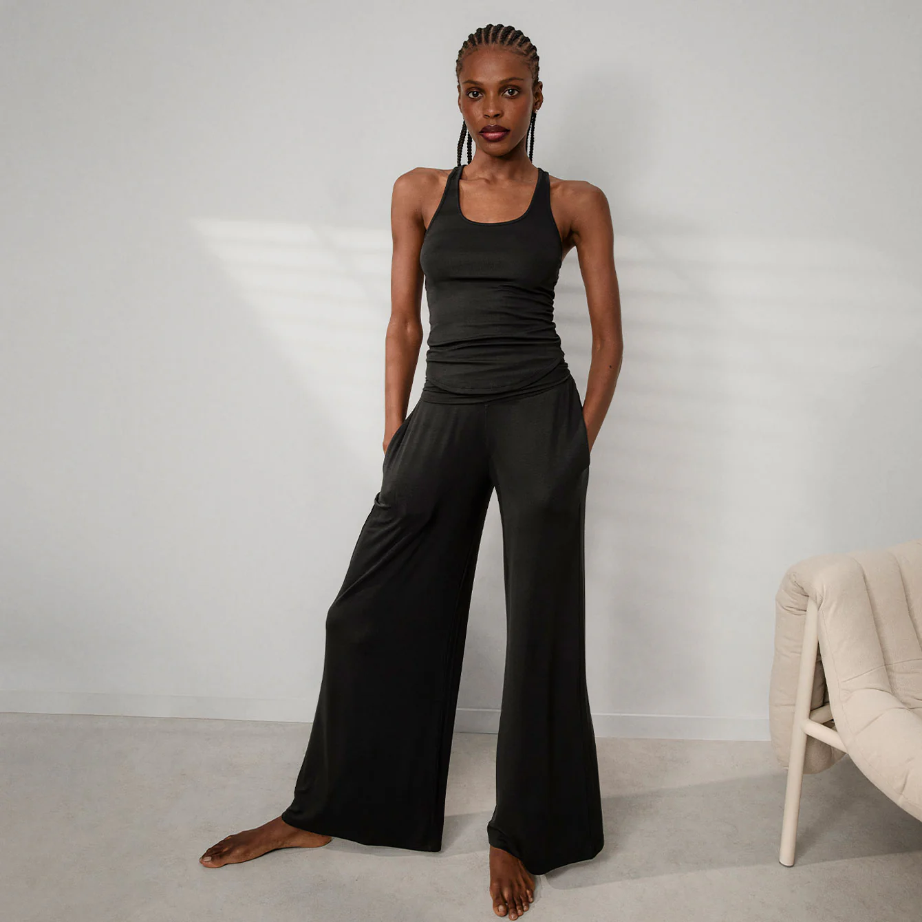Soft Modal Rib Foldover Pant - Image 2