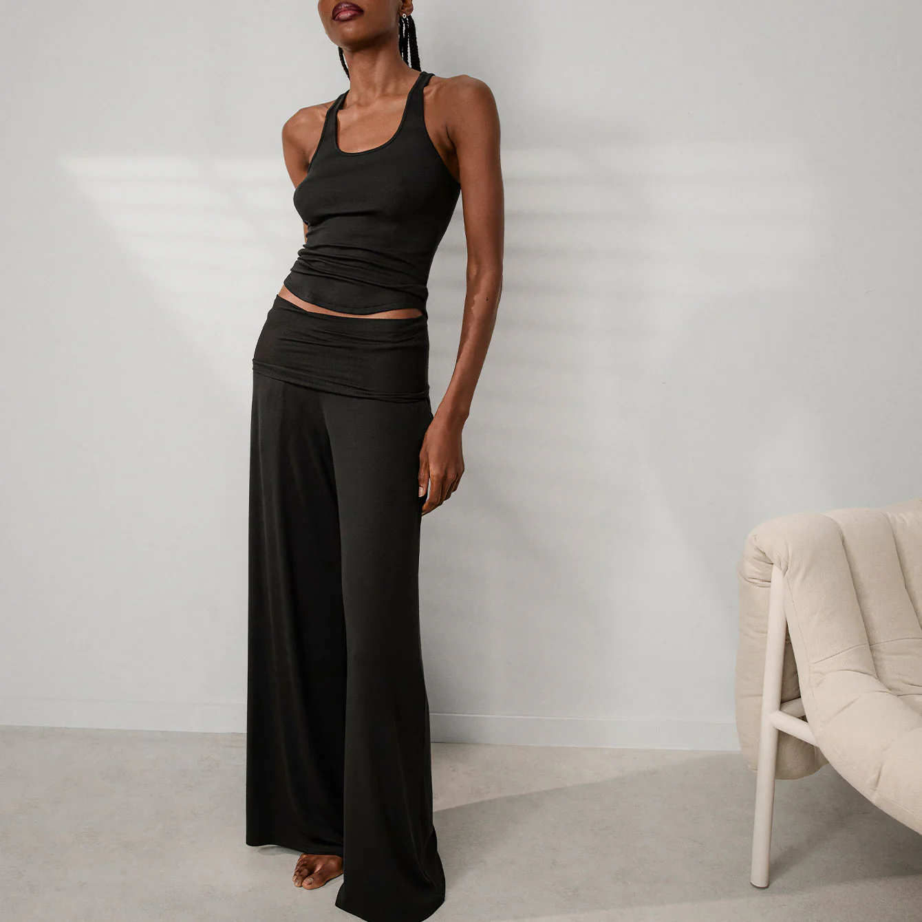 Soft Modal Rib Foldover Pant - Image 5