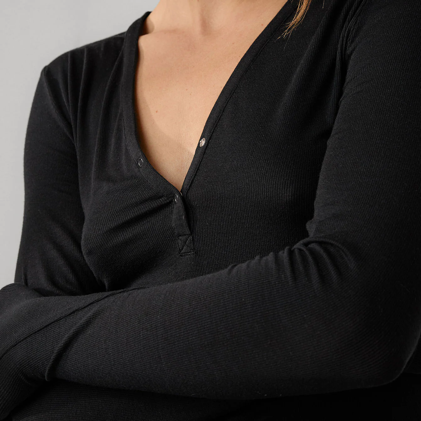 Soft Modal Rib V-Neck Henley - Image 4