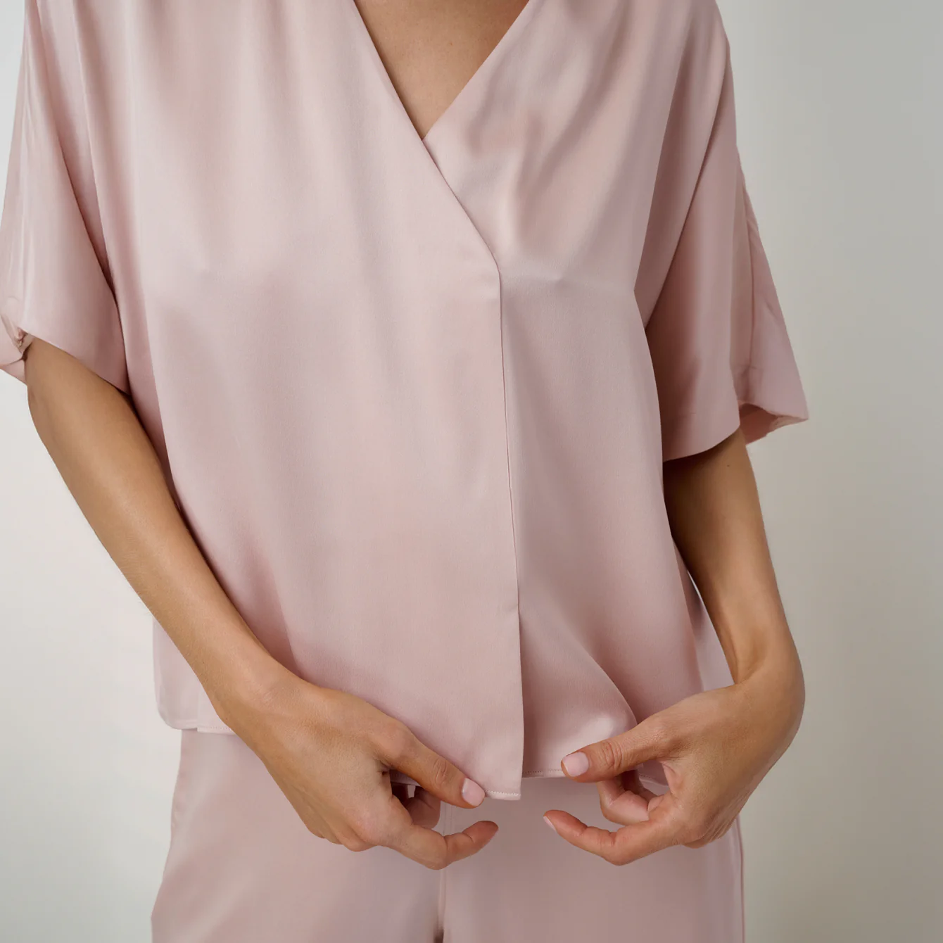 Washable Silk Crossover Pant Set - Image 3
