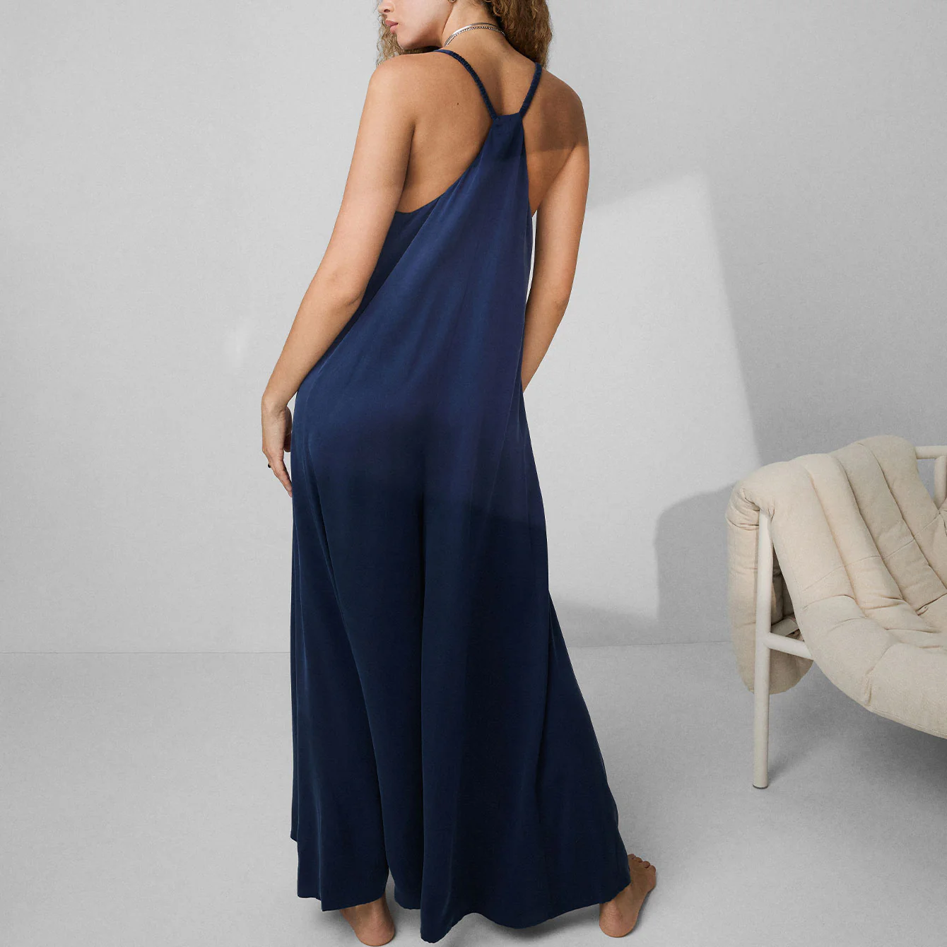 Washable Silk Elastic Strap Jumpsuit - Image 3