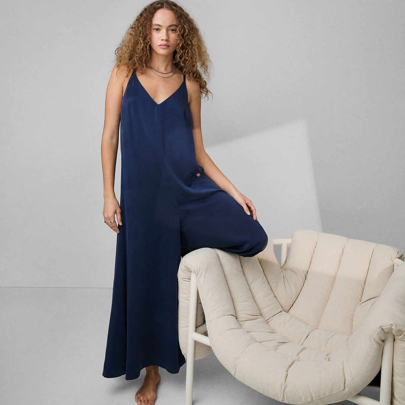 Washable Silk Elastic Strap Jumpsuit - Image 5
