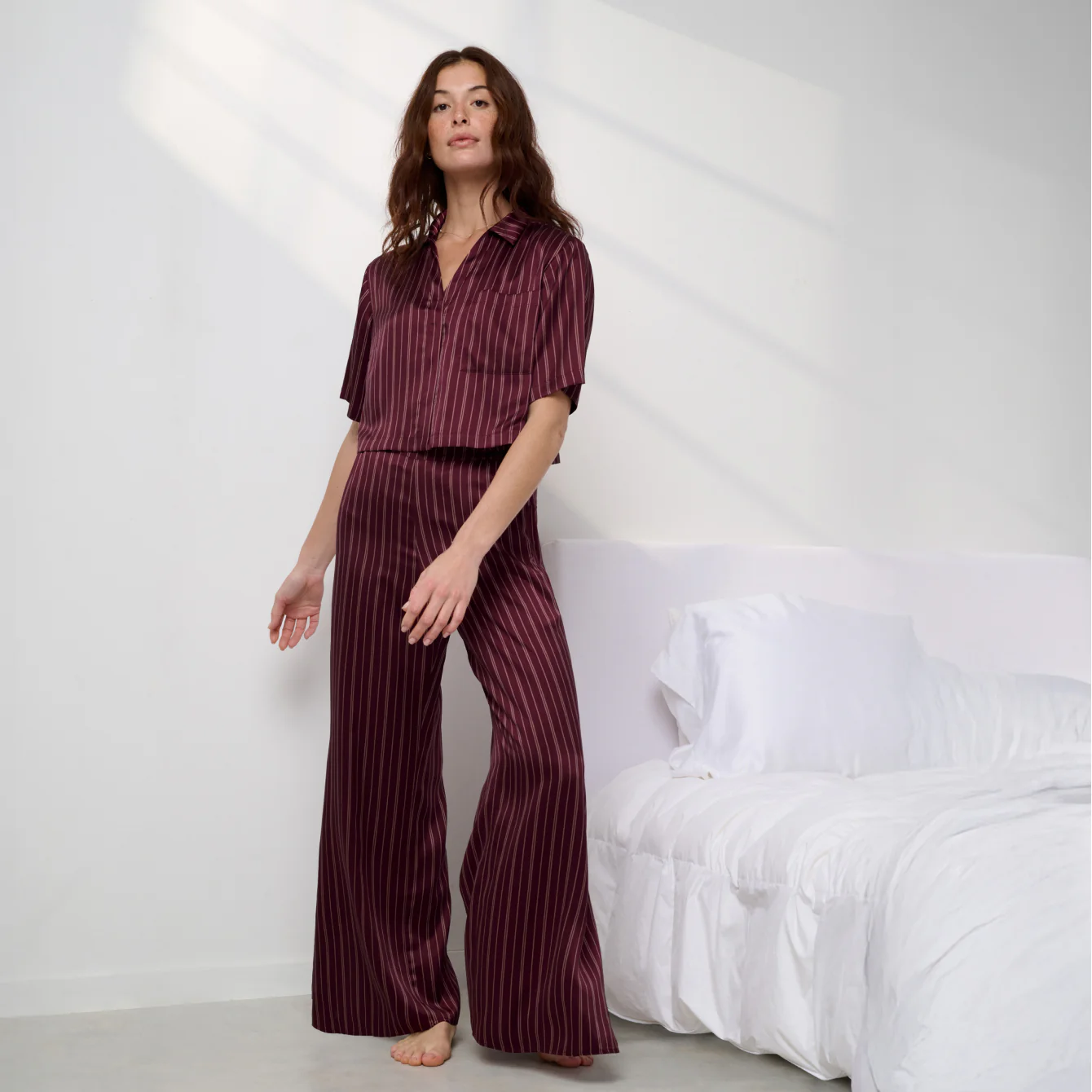 Washable Silk High Rise Pant Set