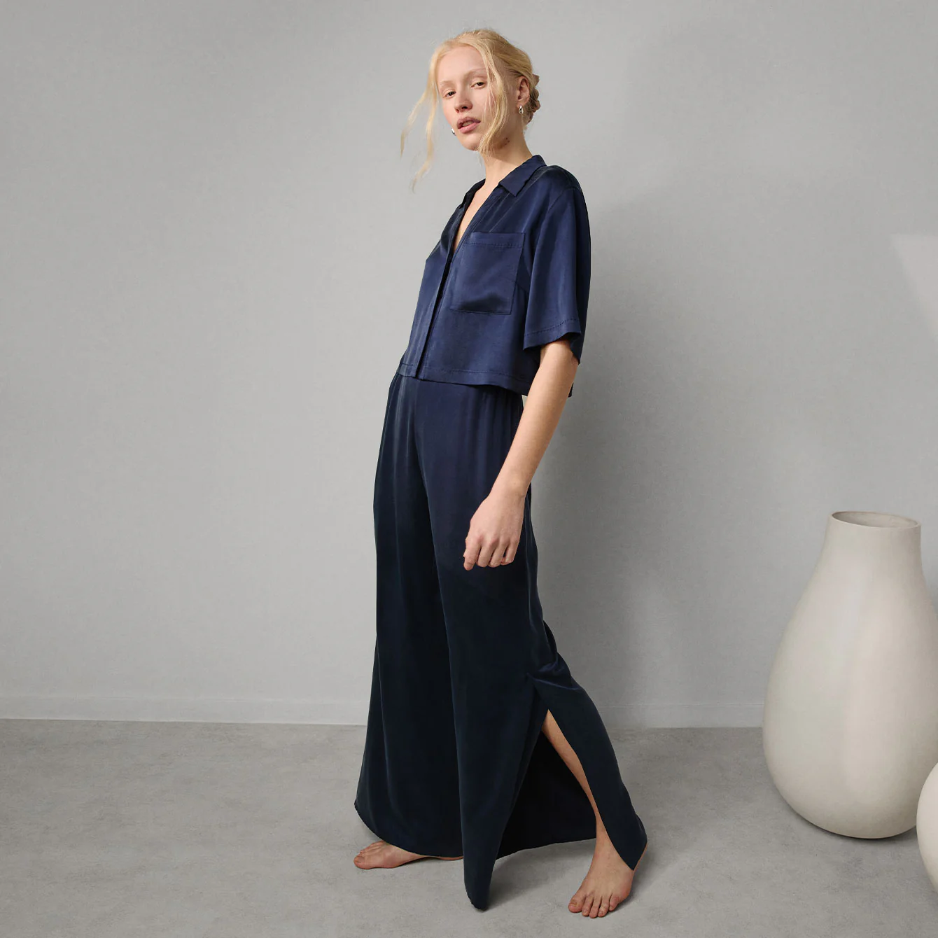 Washable Silk High Rise Pant Set - Image 5