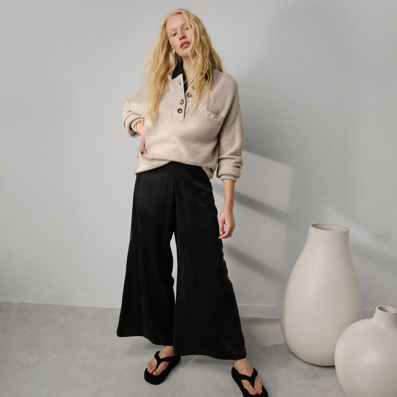 Washable Silk High Rise Pant Set - Image 5