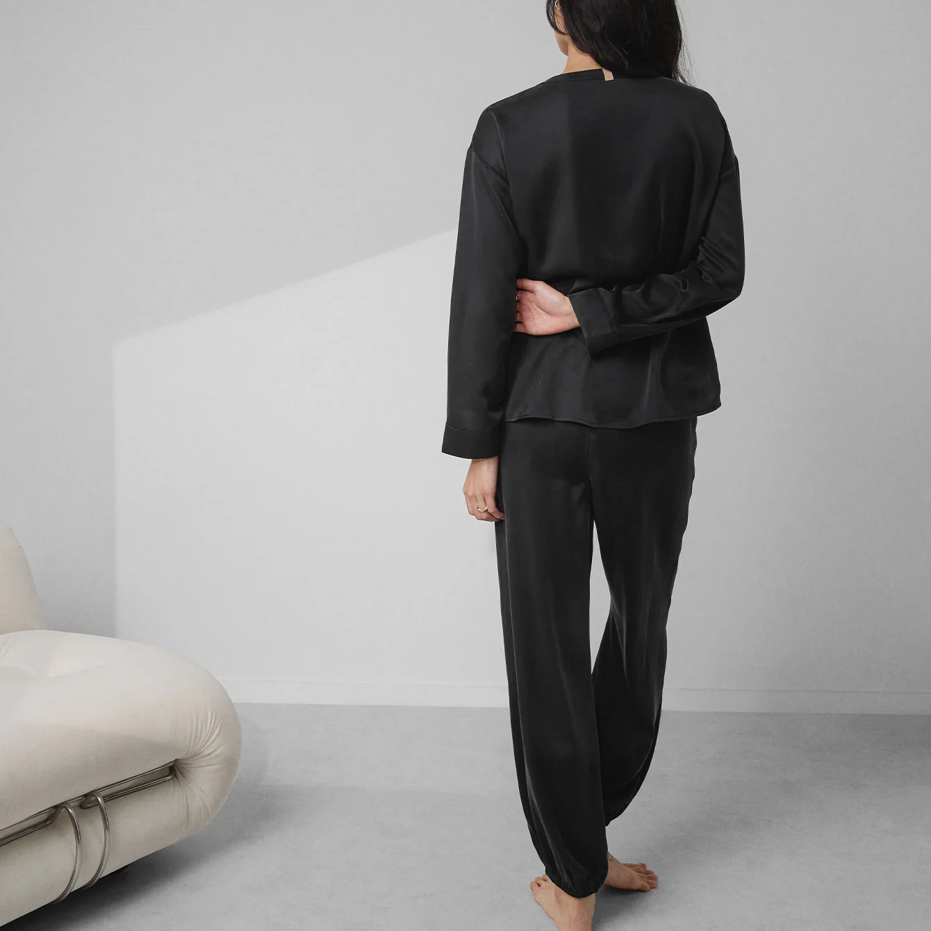 Washable Silk Long Sleeve Jogger Pant Set - Image 4