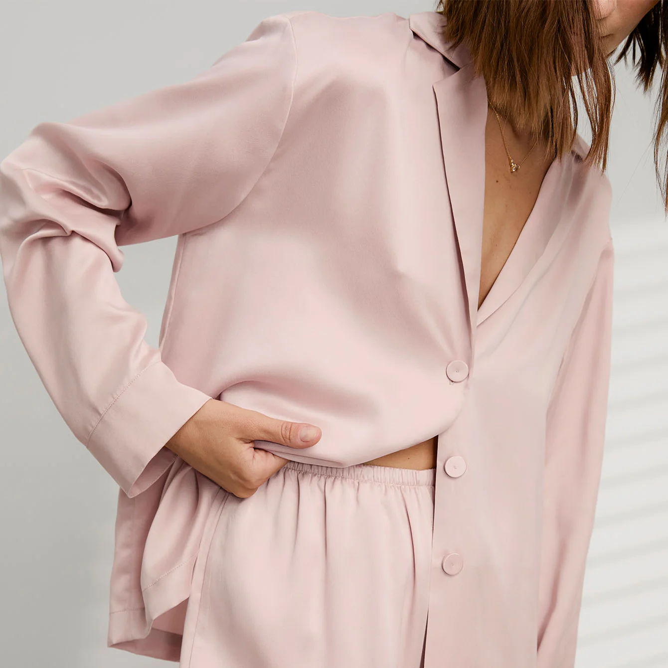 Washable Silk Long Sleeve Pant Set - Image 4