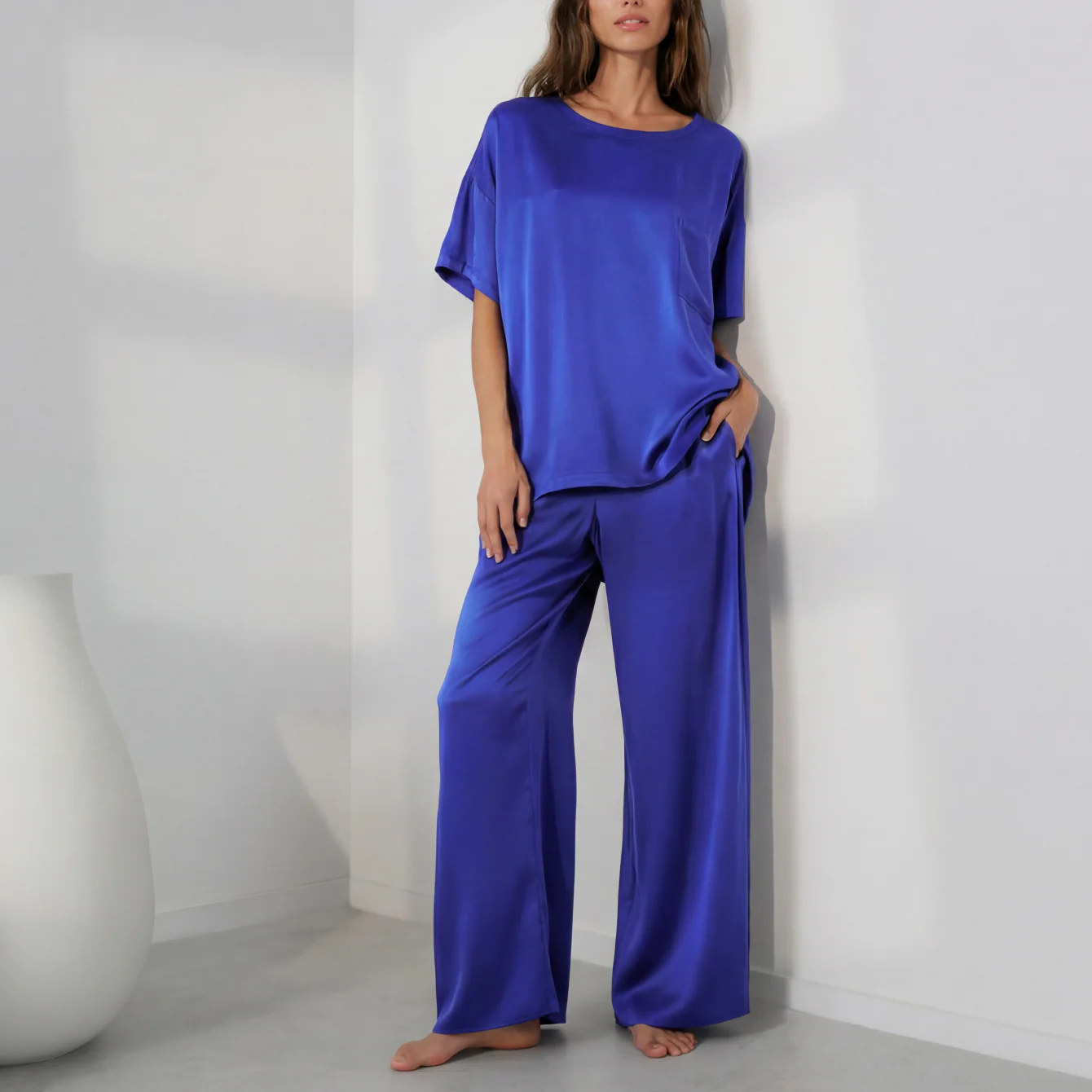 Washable Silk Tee Pant Set