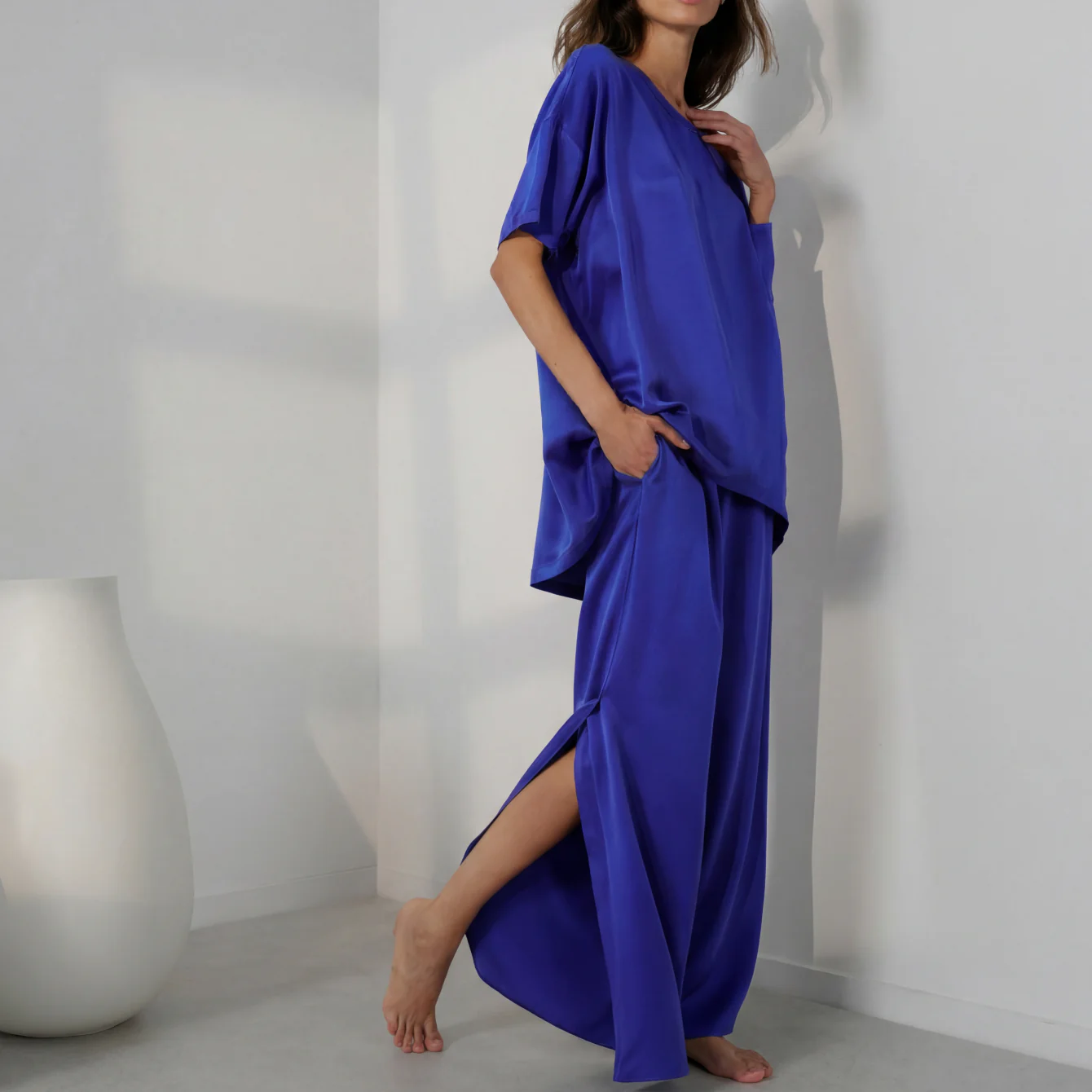 Washable Silk Tee Pant Set - Image 2